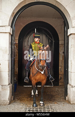 Auf der Hut - Könige Troop, RHA, Horse Guards Stockfoto