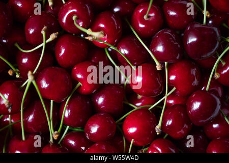 Blick von oben auf die Cherry Früchte, Kirschen top Foto anzeigen Stockfoto