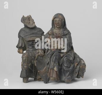 Flucht nach Ägypten, Joseph führt der Esel mit Maria und dem Kind nach links, Flucht nach Ägypten und Wunder während der Reise, anonym, Nederlanden, 1500-1600, Eiche (Holz), h 19 cm x W 19 cm x t 9 cm Stockfoto