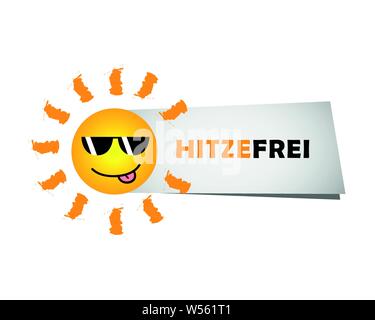 Glücklich lächelnde Sommer Sonne mit Sonnenbrille und deutsche Text Wärme frei Vektor-illustration EPS 10. Stock Vektor