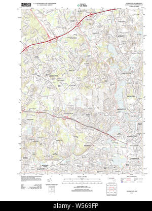 Massachusetts USGS historischen Topo Karte MA Lexington 20120615 TM Wiederherstellung Stockfoto