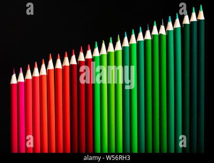 Buntstifte, business Grafik der Steigerung der Gewinne Stockfoto