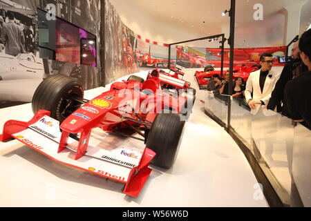 Blick auf die "Ferrari: Unter Ausstellung der Haut" in Macau, China, 24. Januar 2019. Macau Resort Stadt der Träume ist gemeinsam mit dem Design Museum Stockfoto