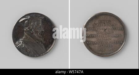 Verbrennung von Hugh Latimer, Bischof von Worcester, Oxford, silberne Medaille Vorderseite: man Büste. Rückwärtsgang: Inschrift., Hugh Latimer, Jean Dassier, Genève, 1725, silber (Metall), markanten (Metallverarbeitung), d 2,8 cm × w 10.17 Stockfoto