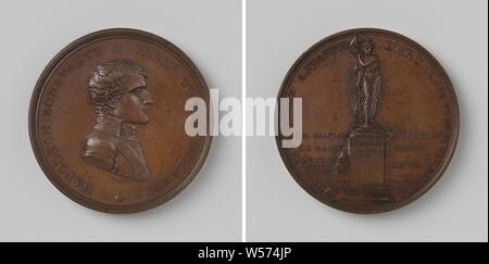 Schaffung einer Statue von Jeanne d'Arc in Orleans, zu Ehren von Napoleon Bonaparte, Premierminister von Frankreich, Bronze. Front: Die man-Büste im Inneren. Rückwärtsgang: Statue von Jeanne d'Arc mit Schwert und Banner in der Hand zwischen Inschriften innerhalb einer Inschrift, Orlé ans, Napoleon Bonaparte (französischer Kaiser ICH), Jean-Antoine Chaptal, J.P. Maret, Antoine Édouard Crignon-des-Ormeaux, Jeanne d'Arc, Etienne Pierre Adrien Gois, Paris, 1803, bronze (Metall), markanten (Metallverarbeitung), d 5,5 cm × w 85.51 Stockfoto