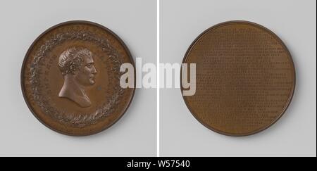 Tod von Napoleon Bonaparte, verstorbenen und auf St. Helena, Bronzemedaille begraben. Front: Die man-Büste in der Innenseite, Blatt Laub und den Kranz. Rückwärtsgang: Beschriftung, Rupert's Tal, Napoleon Bonaparte ICH (Kaiser der Franzosen), Thomason&Jones, Birmingham, 1821, bronze (Metall), markanten (Metallverarbeitung), d 5,4 cm × w 714 Stockfoto