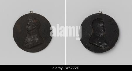 Portrait von Graf von Gneisenau, Bügeleisen Medaille. Front: Die man-Büste. Rückwärtsgang: Name, Berlin, August Wilhelm Antonius Neidhardt Graf von Gneisenau, Leonhard Posch, 1825, Eisen (Metall), Gründung Stockfoto