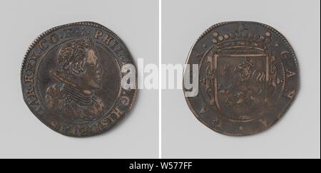 Philipp IV., König von Spanien, gezählt Token im Auftrag der Stadt Gent, Silbermedaille aufgeladen. Front: Die man-Büste im Inneren. Rückwärtsgang: gekrönte Wappen in Kartusche in einem Kreis, Gent, Philip IV (König von Spanien), anonyme, Belgien, 1640, silber (Metall), markanten (Metallverarbeitung), d 2,9 cm × w 5.98 Stockfoto