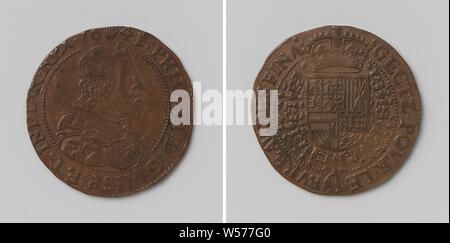 Philipp IV., König von Spanien, gezählt Token im Auftrag der Rat der Finanzminister, Kupfer Token belastet. Front: Die man-Büste im Inneren. Rückwärtsgang: gekrönte Wappen, hängen mit der Orden vom Goldenen Vlies in einem Wrap, Philip IV (König von Spanien), Rat der Finanzminister, anonym, Antwerpen, 1641, kupfer (Metall), markanten (Metallverarbeitung), d 2,9 cm × w 6.26 Stockfoto