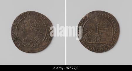 Charles V, Deutsche Kaiser, Beispiel der Gottseligkeit, Weisheit und Gerechtigkeit, Berechnung Token des Rechnungshofes, Kupfer token Vorderseite: des Menschen Bruststück mit Lorbeerkranz innerhalb einer Inschrift. Rückwärtsgang: Gleichgewicht innerhalb der Umfang ausgeglichen, Karl V. von Habsburg (Deutsche Kaiser und König von Spanien), anonyme, Niederlande, 1531, kupfer (Metall), markanten (Metallverarbeitung), d 2,7 cm × w 4.33 Stockfoto