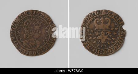 Ehe Philipps des Schönen, Herzog von Burgund mit Johanna, Prinzessin von Kastilien, zählen Medaille der Minze Meister von Flandern, Kupfer-Medaille. Vorne: Büste - gekrönte Mann innerhalb des Kreises und der Umfang der aus verschiedenen Bögen. Rückwärtsgang: feuern, wo pop Funken aus Kreis und Umfang, bestehend aus verschiedenen Bögen, Flandern, Philipps des Schönen (Herzog von Burgund), Johanna die Wahnsinnige (Königin von Kastilien), anonym, Vlaanderen, 1496, kupfer (Metall), markanten (Metallverarbeitung), d 2,9 cm × w 3.50 Stockfoto