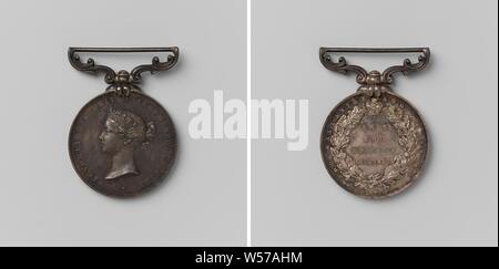 Britische Regierung, eine Medaille zu Willem Broeks für Nächstenliebe, zu Ehren von Victoria, Königin von Großbritannien, Silber Medaille auf eingerichtet, länglich Anhänger. Vorderseite: Woman's Büste im Inneren. Rückwärtsgang: Inschrift unter Krone in Eiche Kranz und Beschriftung, lace Schriftzug, Victoria (Königin des Vereinigten Königreichs und Kaiserin von Indien), Willem Broeks, Leonard Charles Wyon, London, 1859, silber (Metall), Gravieren, d 4,5 cm x T 3,2 cm × w 6.33 Stockfoto