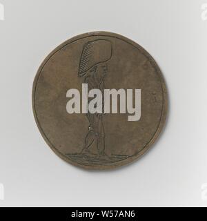 Korendragers-und-dumpingers Gilde von Amsterdam, Guild Token von Hendrik Verleyn, Kupfer-Medaille. Vorne: nach rechts zeigenden Mann mit Last auf den Kopf. Rückwärtsgang: Inschrift, Amsterdam, Hendrik Verleyn, anonym, 1773, kupfer (Metall), Gravieren, d 3,4 cm × w 5.69 Stockfoto