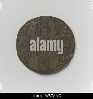 Korendragers-und-dumpingers Gilde von Amsterdam, Guild Token von Hendrik Egelink, Kupfer-Medaille. Vorderseite: Leicht nach rechts Gedreht mit Last auf dem Kopf innerhalb von dekorativen Kante. Rückwärtsgang: Inschrift, Amsterdam, Hendrik Egelink, anonym, 1793, kupfer (Metall), Gravieren, d 3,3 cm × w 3.86 Stockfoto