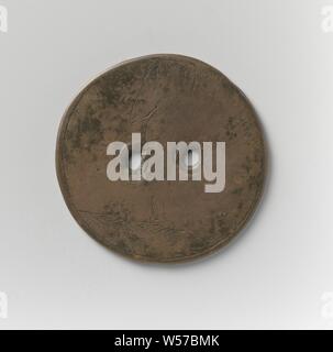 Korendragers-und-ausgießer Gilde aus Amsterdam, Guild Token von Adryaen Benne von hier aus Kupfer Medaille mit zwei Löchern, Vz: nach rechts zeigenden Mann mit Last auf dem Kopf. Rückwärtsgang: Inschrift, Amsterdam, Adryaen Benne, anonym, 1700, kupfer (Metall), Gravieren, d 3,4 cm × w 8.77 Stockfoto