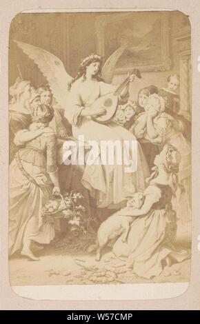 Foto Reproduktion von (vermutlich) einen Druck nach der Arbeit von W. v. Kaulbach: Mignon (Wilhelm Meister) Mignon (Wilhelm Meister) W. von Kaulbach (Titel auf Objekt), ein Teil des Photo Album mit 16 cartes - - Besuch der weiblichen Figuren aus der Arbeit der JW Goethe., Jugendliche, junge Frau, Maiden, Andries Jager, Amsterdam, C. 1860 - C. 1890, Papier, Fotopapier, Karton, Eiklar drucken, H 76 mm x B 55 mm Stockfoto