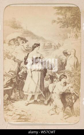 Foto Reproduktion von (vermutlich) einen Druck basiert auf der Arbeit von W. v. Kaulbach: Dorothea (Dorothea und Sterben (Auswanderer) Dorothea Dorothea und Auswanderer) W. von Kaulbach (Titel auf Objekt), Teil des Fotoalbum sterben mit 16 Cartes-de-Visite der weiblichen Figuren aus der Arbeit der JW Goethe., Jugendliche, junge Frau, Maiden, Andries Jager, Amsterdam, C. 1860 - C. 1890, Papier, Fotopapier, Karton, Eiklar drucken, H 77 mm x B 55 mm Stockfoto