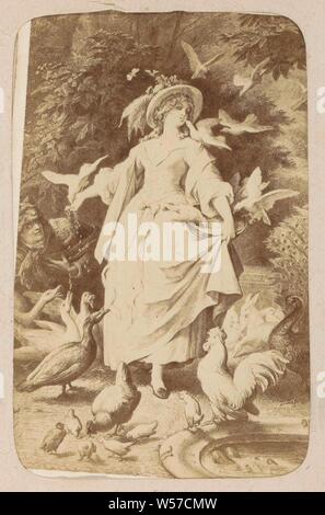 Foto Reproduktion von (vermutlich) einen Druck auf der Arbeit von W. v. Kaulbach: Lili (Lily's Park) Lili (Lily's Park) W. von Kaulbach (Titel auf Objekt), ein Teil des Photo Album mit 16 cartes - - Besuch der weiblichen Figuren aus der Arbeit der JW Goethe., Jugendliche, junge Frau, Maiden, Andries Jager, Amsterdam, C. 1860 - C. 1890, Papier, Fotopapier, Karton, Eiklar drucken, H 82 mm x B 55 mm Stockfoto