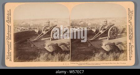 Suchen von Johannesburg Fort in Richtung Jeppertown (zeigt alte Boer Gun), Burenkrieg, Südafrika, Underwood und Underwood, 1901 Stockfoto