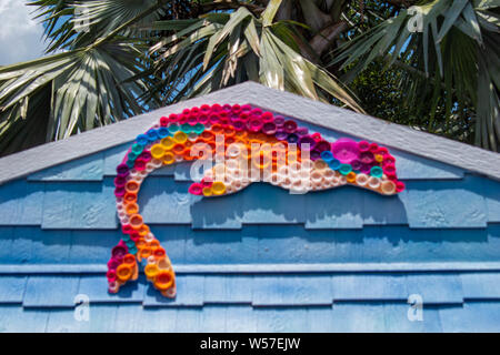 Orlando, Florida. Juli 18, 2019. Bunte sea lion Abbildung in Seaworld. Stockfoto