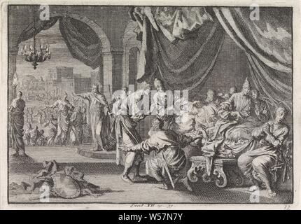 Der Tod der Erstgeborenen in Ägypten, einschließlich der Sohn des Pharao, Jan Luyken, Amsterdam, 1703-1762, Papier, Ätzen, H 111 mm x B 160 mm Stockfoto