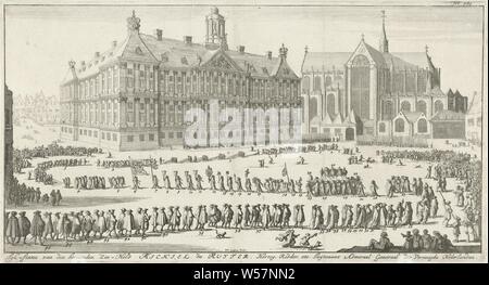 Trauerzug von Michiel De Ruyter, 1677 Lyk-Station des berühmten Helden Michiel De Ruyter, Herzog, Ritter etc. Luijtenant Admiral General der Vereinigten Niederlande (Titel auf Objekt) Der trauerzug von Michiel De Ruyter in Amsterdam am 18. März 1677. Der Prozession geht über den Damm entlang der Stadt Halle auf die Nieuwe Kerk. Zeigen die den Titel. Nummerierte rechts oben: fol 781, Funerary feierlich, Trauerzug, Trauerzug, Kirche (außen), Rathaus, Nieuwe Kerk, Rathaus von Amsterdam (1655-1808), Damm, Michiel Adriaansz. de Ruyter, Jan Luyken (auf Objekt erwähnt), Amsterdam Stockfoto