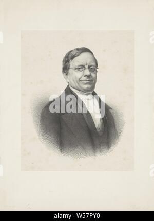 Portrait von Abraham Jakob van der Aa, die Person dargestellt, eine Brille trägt, historische Personen ((Voll) Büste portrait), Brillen, Brillen, Abraham Jakob van der Aa, Adrianus Johannes Ehnle, 1829-1863, Papier, H 365 mm x B 265 mm Stockfoto