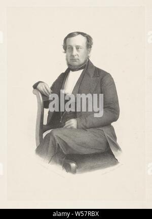 Porträt Daniel Serrurier, die Person dargestellt Quer sitzt auf einem Stuhl, Daniel Serrurier, Leonard de Koningh (auf Objekt erwähnt), Dordrecht, 1854, Papier, H 510 mm x B 370 mm Stockfoto