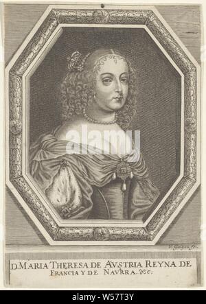 Portrait von Maria Theresia von Österreich, historische Personen, Maria Theresia (römisch-deutschen Kaiserin), V. Guigou (auf Objekt erwähnt), Italien, 1600-1699, Papier, Gravur, H 215 mm x B 149 mm Stockfoto