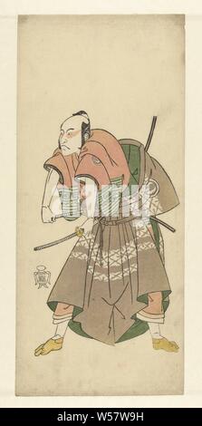 Schauspieler Sawamura Sojuro II bereit zu kämpfen, Schauspieler, zog die Oberseite seines Kimono, seine beiden Schwerter grabbing, Sawamura Sojuro II, Shunsho Katsukawa (auf Objekt erwähnt), Japan, 1763-1767, Papier, Farbholzschnitt, H 322 mm x B 143 mm Stockfoto