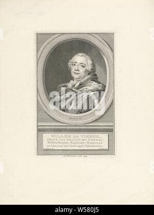 Portrait von Wilhelm IV., Fürst von Oranien-nassau, William IV (Prinz van Oranje-Nassau), Jacob Houbraken (auf Objekt erwähnt), Amsterdam, 1759, Papier, Gravur, H 181 mm x B 117 mm Stockfoto