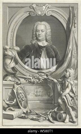 Portrait von gustaaf Willem Baron van Imhoff, Gustaaf Willem Baron van Imhoff (1705-1750), Jacob Houbraken, 1708 - 1780, Papier, Ätzen Stockfoto