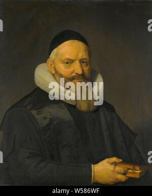 Portrait von Anthony de Wale (1573-1639). Professor der Theologie an der Universität von Leiden, Portrait von Anthony de Wale (1573-1639), Theologe im Leiden. In der rechten Hand ein Buch, Leiden, Middelburg, Dordrecht, Universität Leiden, Anthony de Wale, David Bailly, 1636, Panel, Ölfarbe (Lack), Support: h 71,5 cm x W 60 cm t 1,4 cm d 4,5 cm Stockfoto