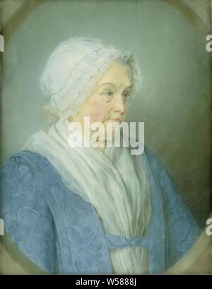 Sara Hinloopen (1689-1775). Frau von Arent van der Waeyen, Portrait von Sara Hinloopen (1689-1775). Frau von Arent van der Waeyen. Büste nach rechts, in Oval. Sara Hinloopen, Jean Baptiste Perroneau (auf Objekt erwähnt), Mar-4418, Pergament (tierisches Material), h 58,5 cm x W 45,5 cm Stockfoto