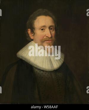 Portrait von Hugo Grotius, Jurist, Portrait von Hugo de Groot, Rechtsanwalt. Büste nach rechts, historische Personen ((Voll) Büste portrait), Hugo de Groot, Michiel Jansz van Mierevelt (Werkstatt), 1631, Panel, Ölfarbe (Lack), Support: H 63 cm x W 55 cm d 6,6 cm Stockfoto