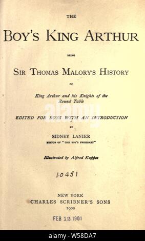 Der junge König Arthur; Sir Thomas Malory's wird die Geschichte von König Artus und seine Ritter der Tafelrunde;: Malory, Thomas, Sir, 15 cent Stockfoto