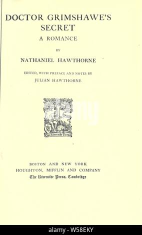 Vollständigen Schriften: Hawthorne, Nathaniel, 1804-1864 Stockfoto