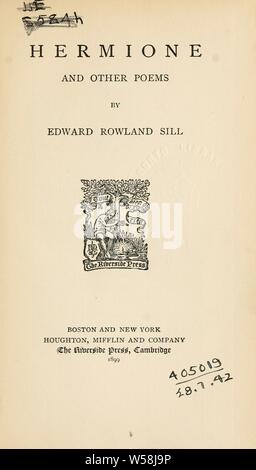 Hermine und andere Gedichte: Sill, Edward Rowland, 1841-1887 Stockfoto