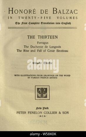 Honoré de Balzac in 25 Bänden: die erste vollständige Übersetzung in Englisch, mit Illustrationen von Zeichnungen auf den Wald von berühmten französischen Künstler: Balzac, Honoré de, 1799-1850 Stockfoto