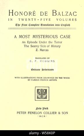 Honoré de Balzac in 25 Bänden: die erste vollständige Übersetzung in Englisch, mit Illustrationen von Zeichnungen auf den Wald von berühmten französischen Künstler: Balzac, Honoré de, 1799-1850 Stockfoto