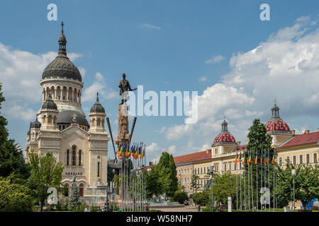 Avram Iancu Statue und Square, Cluj Napoca, Rumänien Stockfoto