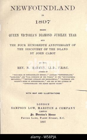 Neufundland 1897: Königin Victoria diamond Jubiläumsjahr und den 400. Jahrestag der Entdeckung der Insel durch John Cabot: Harvey, M. (Moses), 1820-1901 Stockfoto