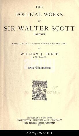 Die poetische Werke von Sir Walter Scott, Baronet: Scott, Walter, Sir, 1771-1832 Stockfoto