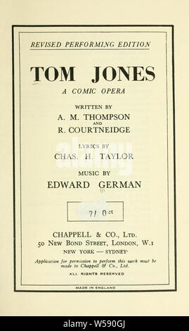 Tom Jones: eine komische Oper: Deutsch, Edward, Sir, 1862-1936 Stockfoto