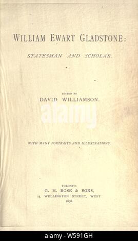 William Ewart Gladstone: Staatsmann und Gelehrter: Williamson, David, 1868 Stockfoto