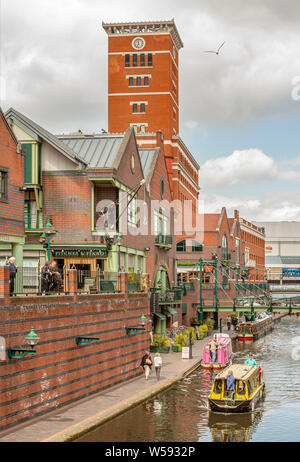 Gas Street Basin ist eine Kanal-Becken im Zentrum von Birmingham, England Stockfoto