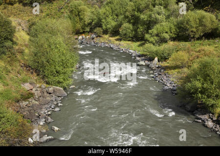 Terek River in Stepantsminda. Georgien Stockfoto
