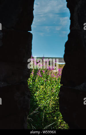 Anzeigen von Piel Island von Piel Schloss Stockfoto