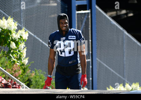 Foxborough, Massachusetts, USA. 26. Juli, 2019. New England Patriots Defensive zurück Obi Melifonwu (22) an der New England Patriots Trainingslager statt auf der Praxis Felder am Gillette Stadium, in Foxborough, Massachusetts. Eric Canha/CSM/Alamy leben Nachrichten Stockfoto