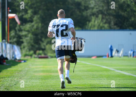 Foxborough, Massachusetts, USA. 26. Juli, 2019. New England Patriots wide receiver Gunner Olszewski (72) an der New England Patriots Trainingslager statt auf der Praxis Felder am Gillette Stadium, in Foxborough, Massachusetts. Eric Canha/CSM/Alamy leben Nachrichten Stockfoto